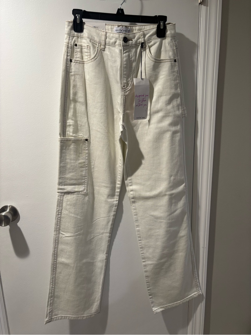 NWT Women’s Cream Carpenter Cargo lightweight Jeans